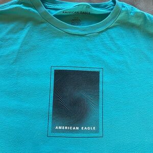American Eagle Outfitters Men's Aqua Blue Cotton Graphic T-Shirt sz Lg